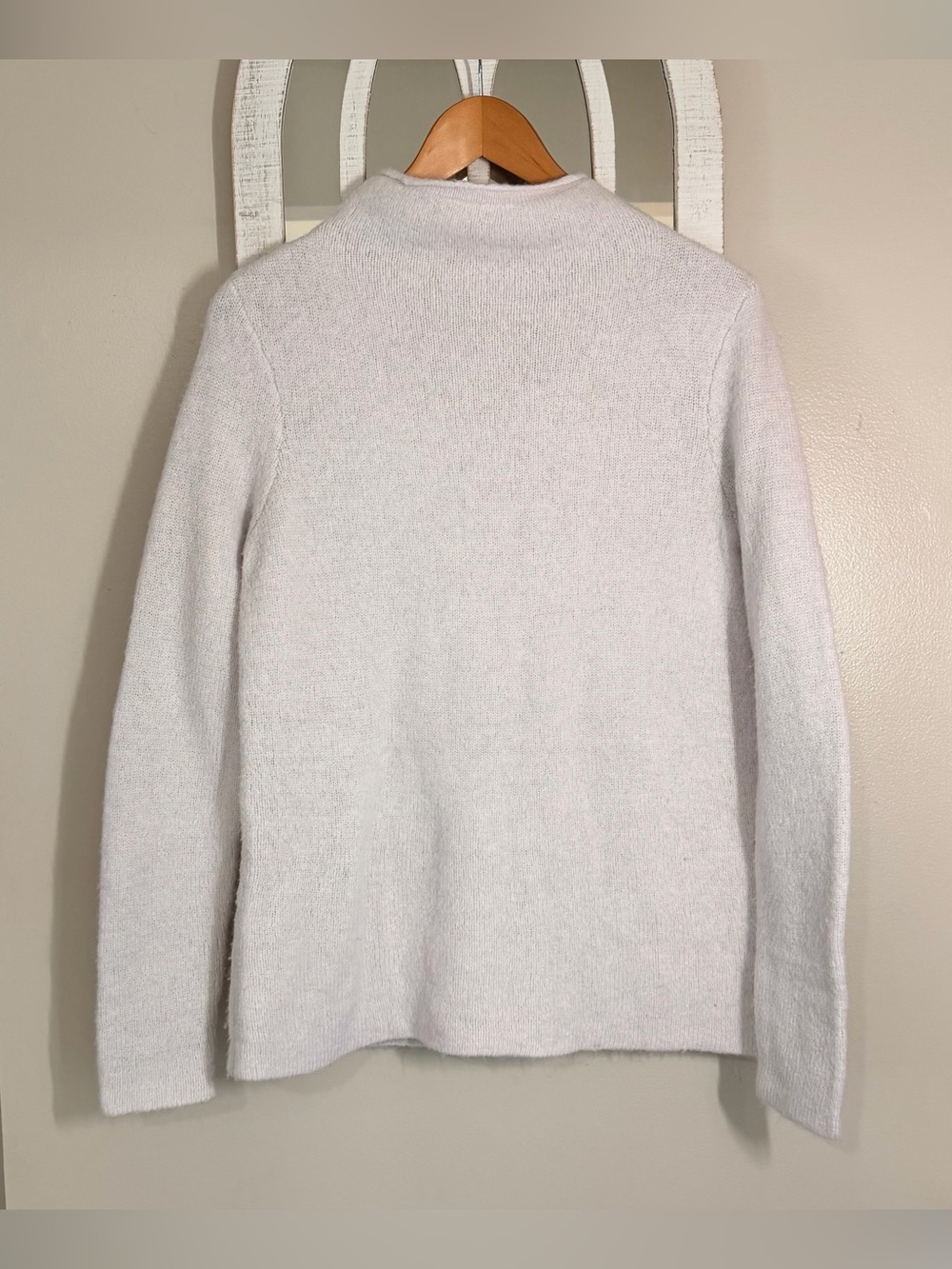 Lole Purple Grey Mock Neck Long Sleeve Fuzzy Wool Blend Sweater Size Medium